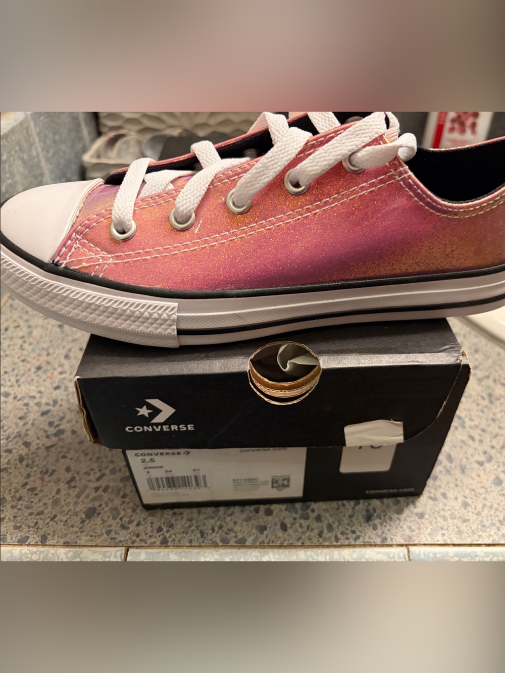 Converse Kids Low Top Canvas Sneakers - Pink Iridescent